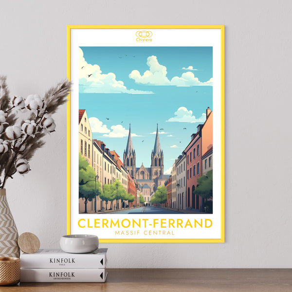 Affiche ville de Clermont Ferrand I Massif centrale I Jaunard I Affiche Clermontois